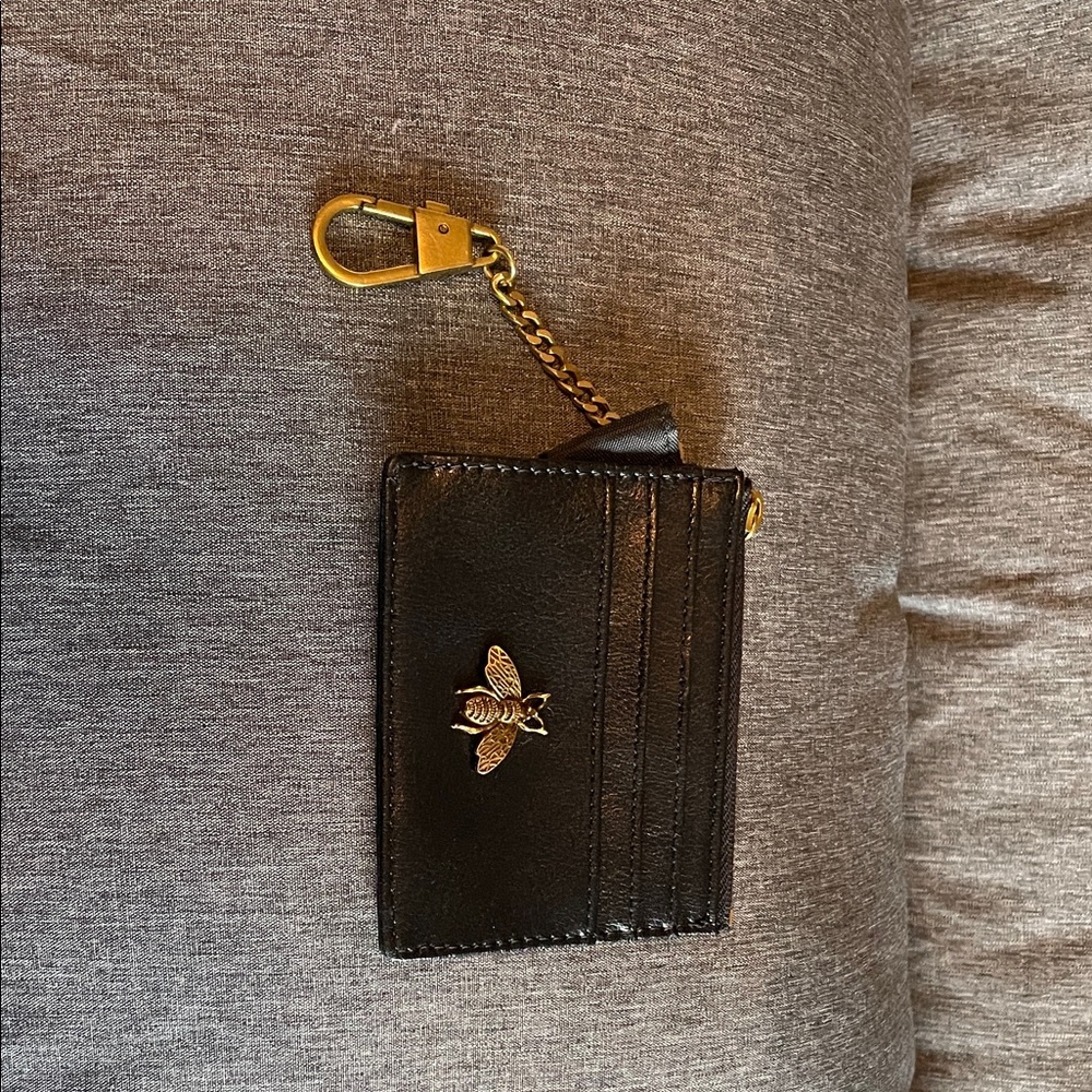 Black Card Holder with Gold Bee Accent